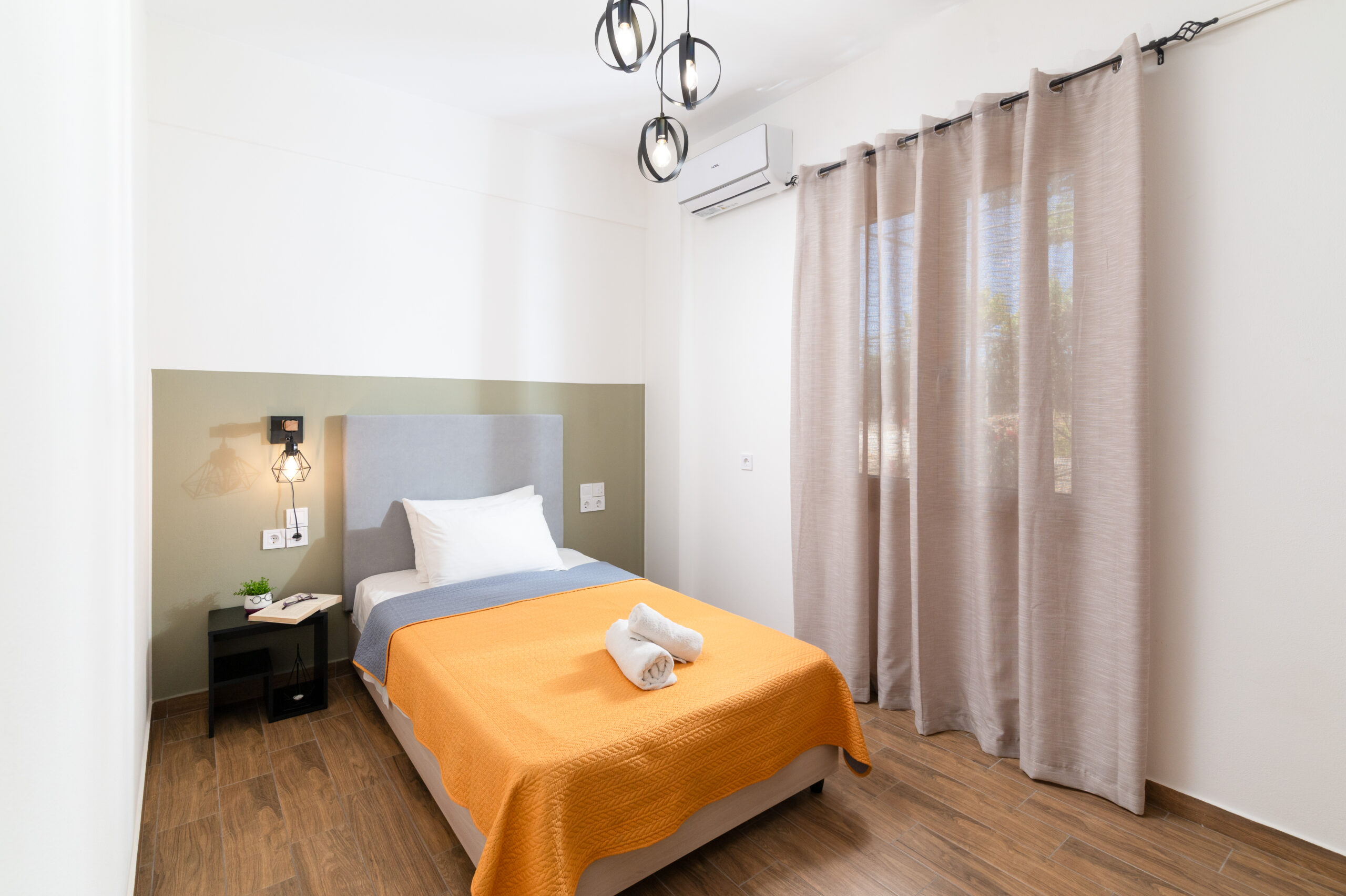 Spacious wardrobe and storage solutions for long-term stays in Agios Nikolaos.